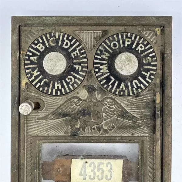 Vtg Corbin Brass US Post Office Box Door Eagle Double Combination Dial 4353