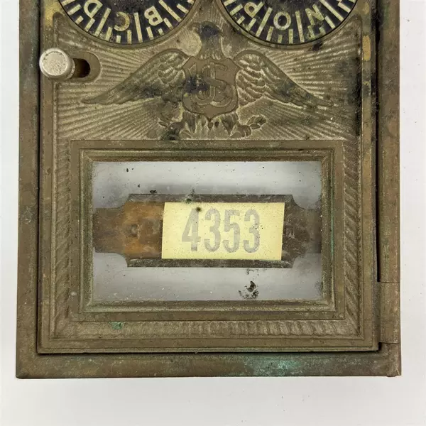 Vtg Corbin Brass US Post Office Box Door Eagle Double Combination Dial 4353
