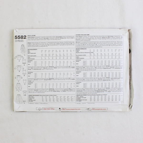 Simplicity Andrea Schewe 5582 Renaissance Costume Collection Womens Sz P5 12-20