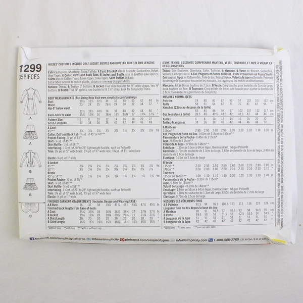 Simplicity Arkivestry 1299 Steam Punk Costumes Women's Size R5 (14,16,18,20,22)