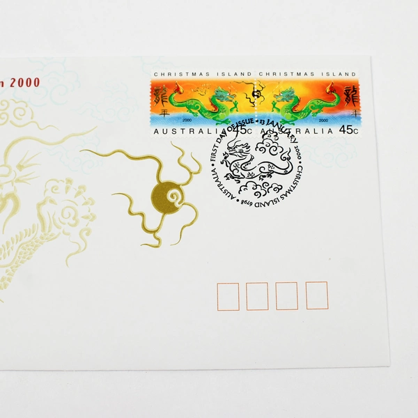 2000 Christmas Island Australia Year of the Dragon Stamp FDC/FDI Mini Sheet Set