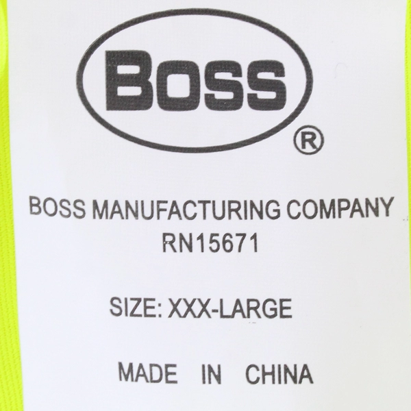Boss Manufacturing Company Safety Vest "Safely Home" Print Men's Size 3XL Yellow