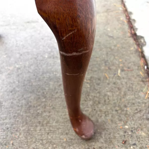 Dark Wood Queen Anne Style End Table with Golden Faux Drawer Handle