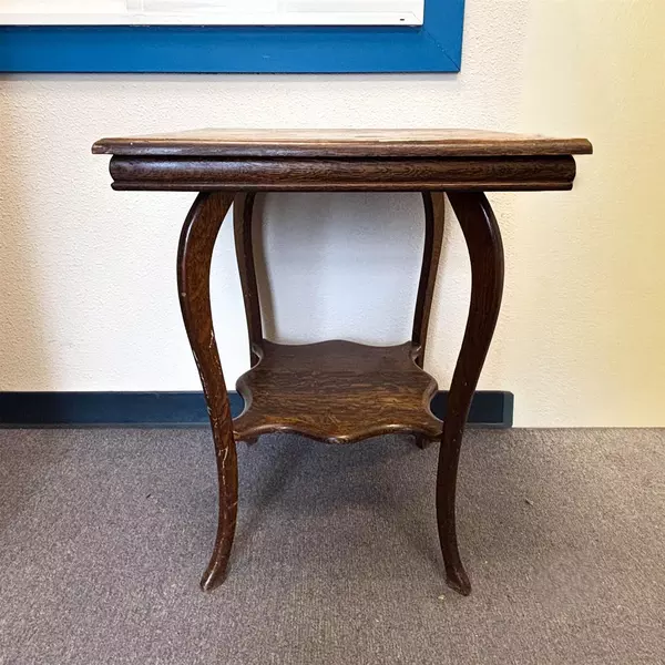 Flawed Mid Century Quarter Sawn Wooden Square End Table 