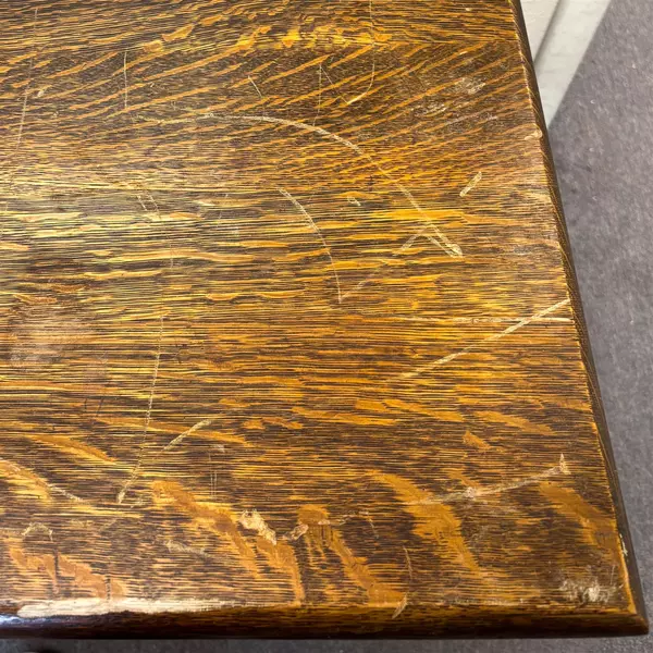 Flawed Mid Century Quarter Sawn Wooden Square End Table 