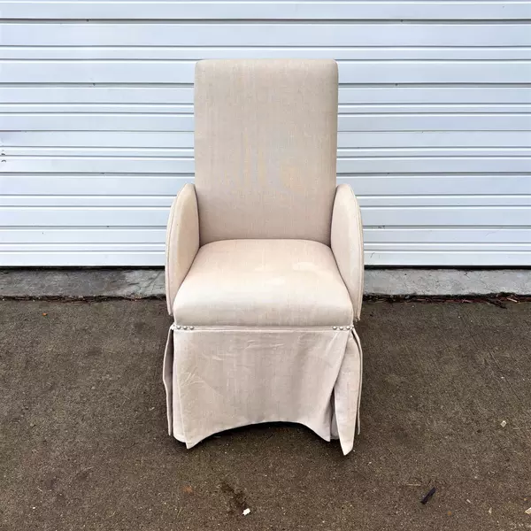 Cream / White Upholstered Slim Studded Slipcover Arm Chair 