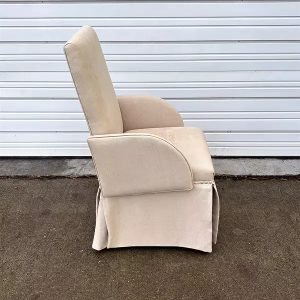 Cream / White Upholstered Slim Studded Slipcover Arm Chair 