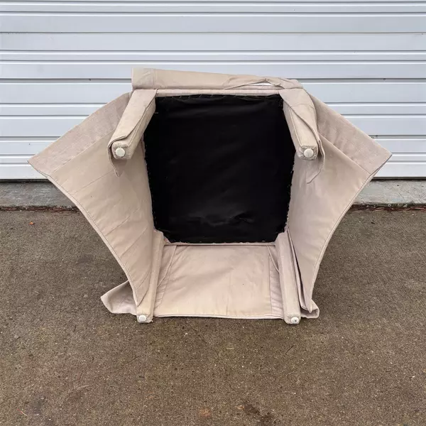 Cream / White Upholstered Slim Studded Slipcover Arm Chair 