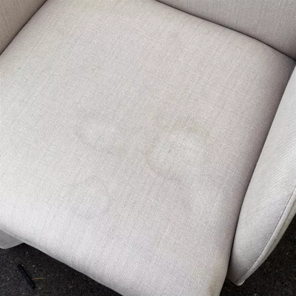 Cream / White Upholstered Slim Studded Slipcover Arm Chair 