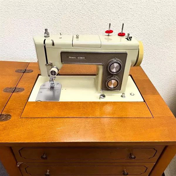 Vintage Sears Kenmore Sewing Machine and Cabinet