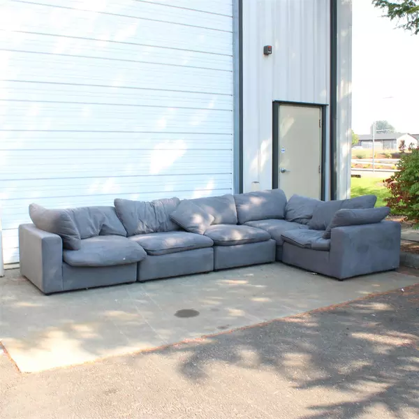 Blue-Gray Upholstered 5 Piece Sectional Couch 
