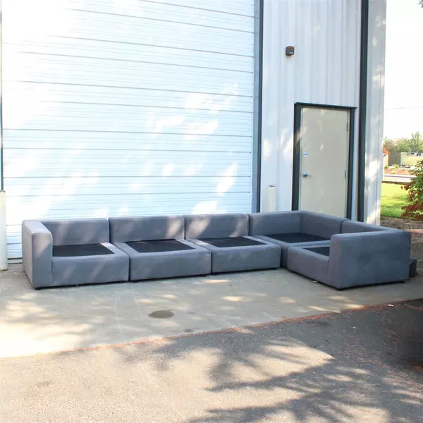 Blue-Gray Upholstered 5 Piece Sectional Couch 