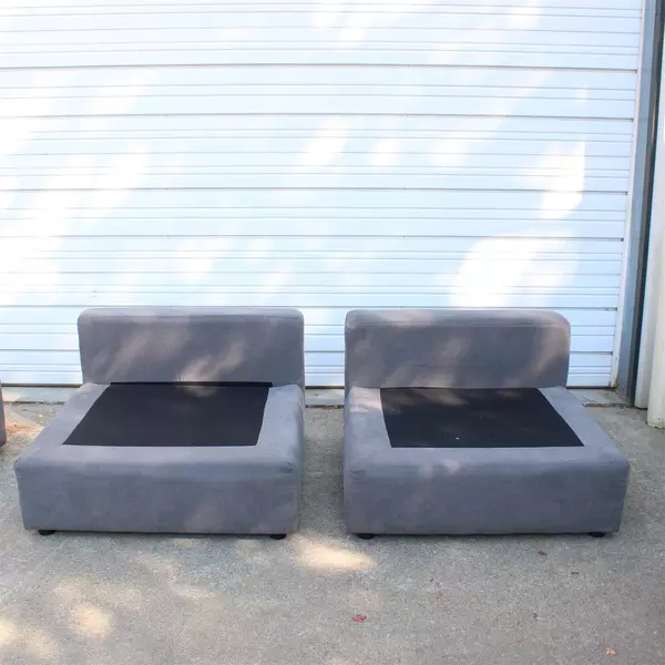 Blue-Gray Upholstered 5 Piece Sectional Couch 