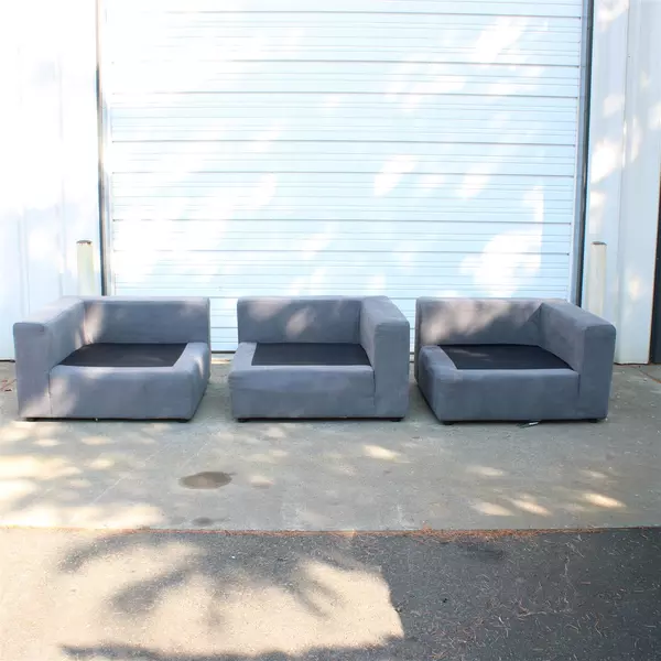 Blue-Gray Upholstered 5 Piece Sectional Couch 