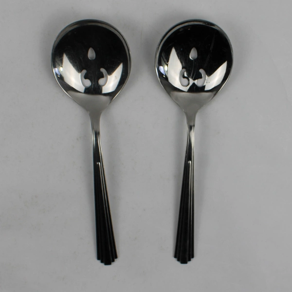 Lot Of 2 Splendide Manhattan (Stainless) Flatware Pierced Serving Spoons 9.25"