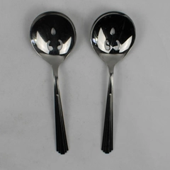 Lot Of 2 Splendide Manhattan (Stainless) Flatware Pierced Serving Spoons 9.25"