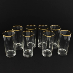 Lot of 8 Gold Rimmed Highball Glasses 6.25 Inch