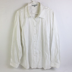 Foxcroft Floral White Shaped Fit Button-Up Blouse Women's Size 24W FLAW