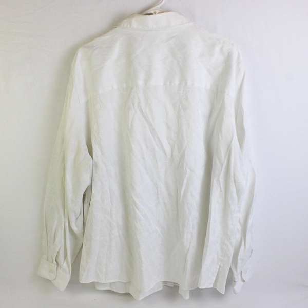 Foxcroft Floral White Shaped Fit Button-Up Blouse Women's Size 24W FLAW