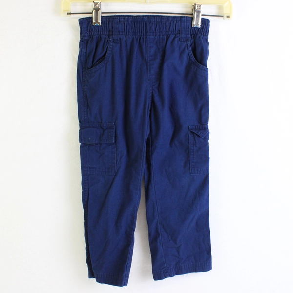 Boys Kids Korner Size 4T Dark Blue Pants Cargo Pockets Elastic Waist 100% Cotton
