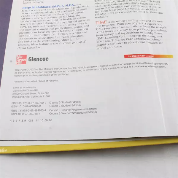 Glencoe Teen Health Course 3 Hardback Teacher Wraparound Edition 