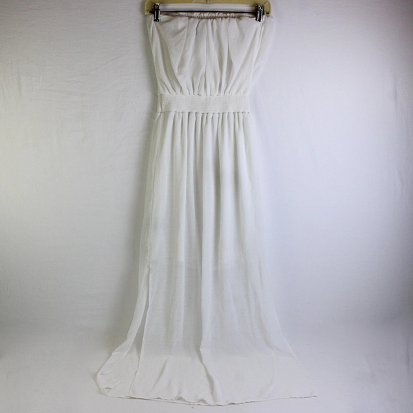 Mossimo Women's S/P White Strapless Lined Maxi Dress with Side Slits 