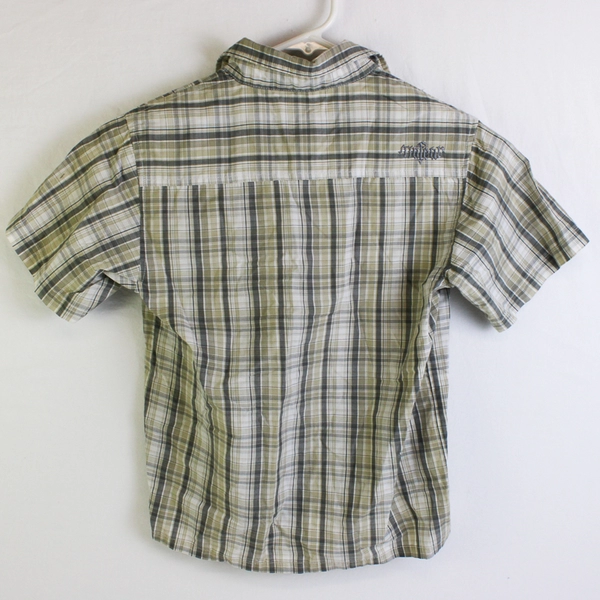 No Fear Green and Gray Plaid Short-Sleeve Button-Up Boy's Size Large