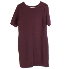 Mario Serrani Italy Women's M Merlot Ribbed Short Sleeve Knee Length Dress