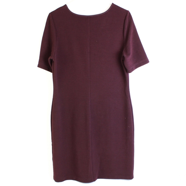 Mario Serrani Italy Women's M Merlot Ribbed Short Sleeve Knee Length Dress