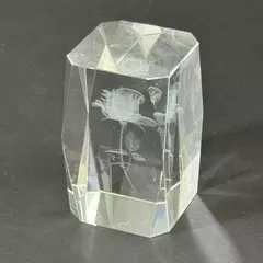 3D Crystal Laser Etched Rose Solid Glass Cube Paperweight