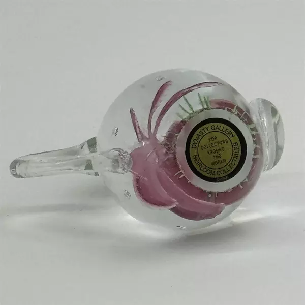 Dynasty Gallery Heirloom Collectibles Art Glass Teapot W/Flower Paperweight