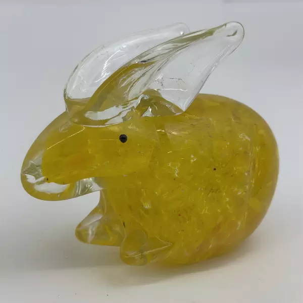 Hand Blown Rabbit Art Glass Paperweight 3.75 Inch