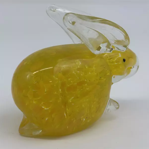 Hand Blown Rabbit Art Glass Paperweight 3.75 Inch