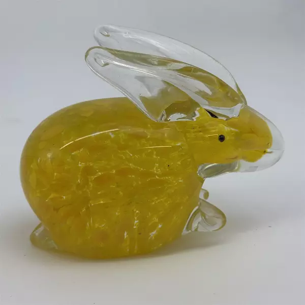Hand Blown Rabbit Art Glass Paperweight 3.75 Inch