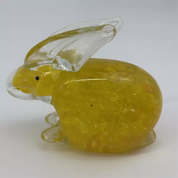 Hand Blown Rabbit Art Glass Paperweight 3.75 Inch