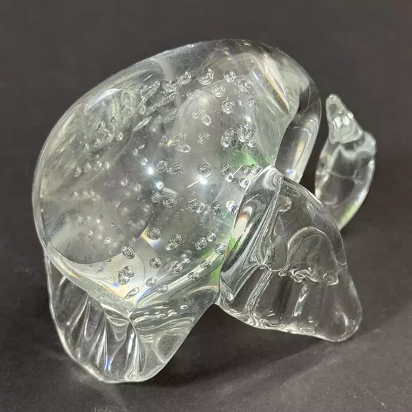 Vintage Clear Swan with Controlled Bubbles Art Glass Paperweight 3.5"