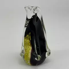 Vintage Black and Yellow Art Glass Penguin Paperweight