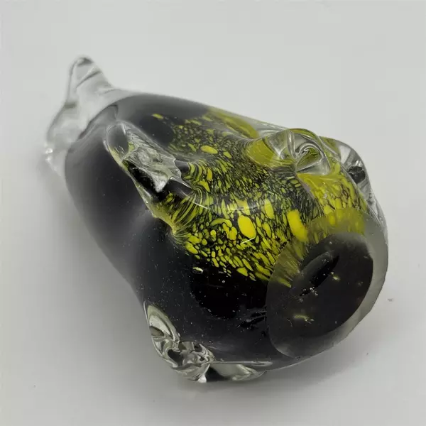 Vintage Black and Yellow Art Glass Penguin Paperweight