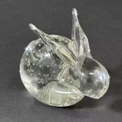 Vintage Clear Glass Bunny Rabbit With Bubbles Paperweight 3.5” Long