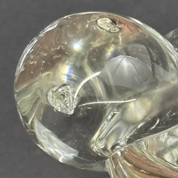 Vintage Clear Glass Bunny Rabbit With Bubbles Paperweight 3.5” Long