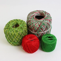  Lot of 4 Skeins of Yarn, 2 Large and 2 Small, Christmas Colors