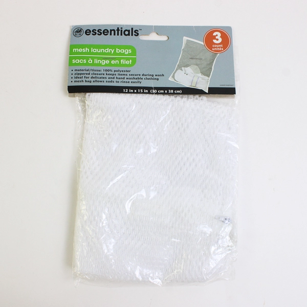 Lot of 3 Assorted Bags of Clear Mesh Laundry Bags, New