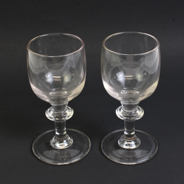 Lot of 2 Clear Glass Wine/Sherry Glasses, 5.4" Tall