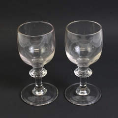 Lot of 2 Clear Glass Wine/Sherry Glasses, 5.4" Tall