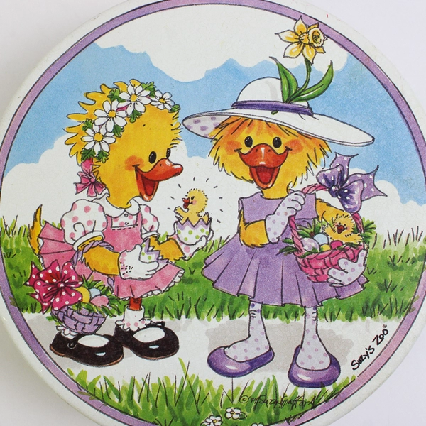 Vtg Suzy's Zoo Spring Metal Cookie Tin 1994 Suzy Spafford Easter