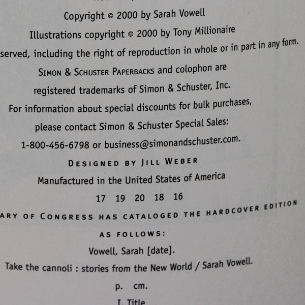 Take the Cannoli : Stories from the New World by Sarah Vowell (2001, Paperback)