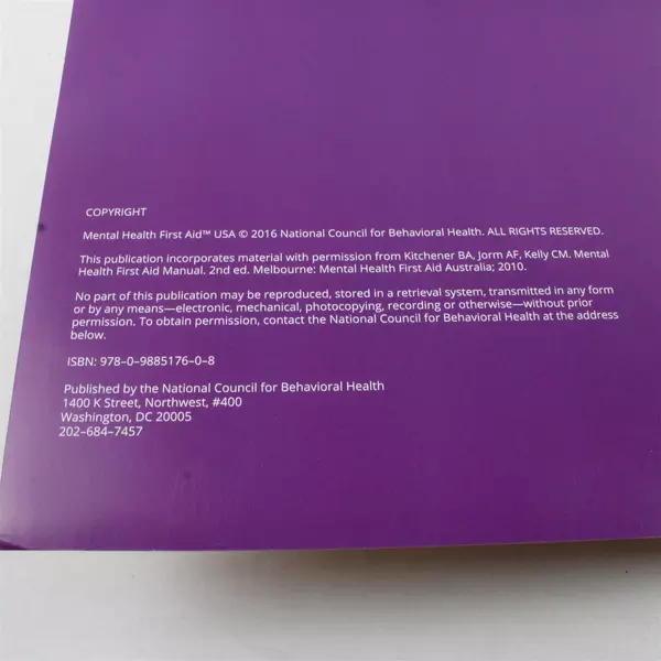 Youth Mental Health First Aid USA Paperback Book - Guide for Educators & Parents