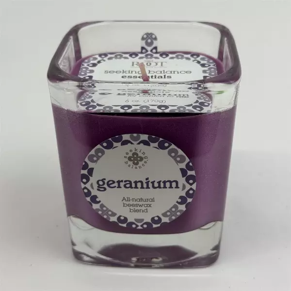 Root Seeking Balance Square Jar Candle Geranium For Relaxation Unused