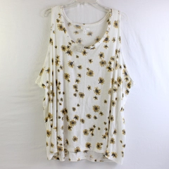 NWT Maurices Sunflower Pattern Sheer White Tank Top Women's Size 3X