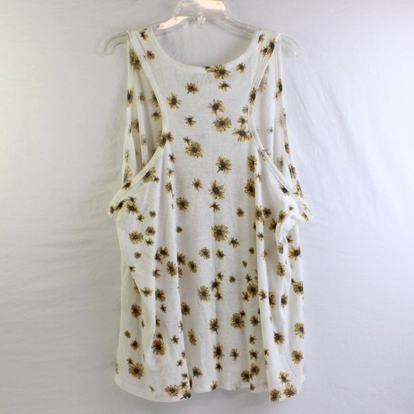 NWT Maurices Sunflower Pattern Sheer White Tank Top Women's Size 3X